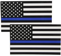 USA Flag thin blue line 3x5 inches flag honoring our men & women of law enforcement and Fire Fighters USA america Flag symbol sticker decal die cut vinyl - Made and Shipped in USA