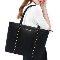 Laptop Tote Bag,13-15.6 Inch Studded Laptop Bag for Women,Professional Work Briefcase for Women(Black)