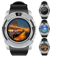 V8 Sports Smartwatch Bluetooth with Camera Message Push Touch Screen Pedometer Sedentary Reminder Sleep Monitor Instant Notification Anti-Lost Smartwatch for Android Phone (Black+Silver)
