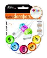 Dotz Cord Identifiers, Cord and Cable Management for Home and Office, 5 Count, Bright Colors (DCI101CO-CB)