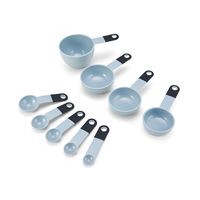 KitchenAid KE475OHMYA Classic Measuring Cups And Spoons Set, Set of 9, Misty Blue/Black