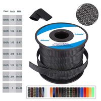 Expandable Braided Cable Sleeve 0.25 inch Flexible Braided Cable Sleeve, 100ft Wire Loom Sleeving Protector for Audio Video and Automotive Wire,PureBlack