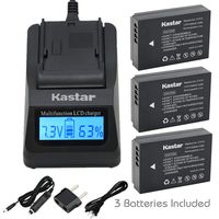 Kastar Ultra Fast Charger Kit and Battery (3-Pack) for Canon LP-E12 Work with Canon EOS M, EOS Rebel SL1, EOS 100D Cameras [Over 3X Faster Than a Normal Charger with Portable USB Charge Function]