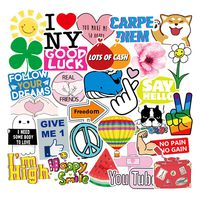 Cute Teens Water Bottles Stickers Waterproof for Girls Aesthetic Laptop Hydroflasks Computer Skateboard Notebook Luggage Decals 100pcs