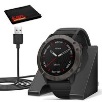 Garmin Fenix 6X Multisport GPS Smartwatch (51mm, Sapphire, Carbon Gray DLC/Black Band) with Charging Stand and Microfiber Cloth