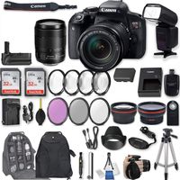 Canon EOS Rebel T7i DSLR Camera with EF-S 18-135mm f/3.5-5.6 IS STM Lens + 2Pcs 32GB Sandisk SD Memory + Automatic Flash + Battery Grip + Filter & Macro Kits + Backpack + 50" Tripod + More