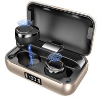 LAMA Bluetooth 5.0 Wireless Earbuds IPX7 Waterproof TWS Hi-Fi Stereo Headphones in-Ear, 4000mAH Wireless Charging Case, Built-in Mic Headset Premium Sound with Deep Bass for Sport (Golden)
