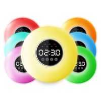 Htterino Smart Night Light Alarm Clock Bluetooth Speaker with Touch LED Display, Dimmable 7 Color Night Light,Sunrise Simulation for Bedroom