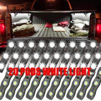 Ampper LED Truck Bed Light Kit, 60 LEDs Cargo Lighting Strips W/Switch Fuse Splitter Cable for Truck Bed, Foot Wells, Under Car, Rail Light and More (2 Strips, 20 Pcs, White)