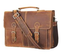 Polare 16" Vintage Full Grain Leather Messenger Bag Laptop Briefcase Bag with Premium YKK Zippers