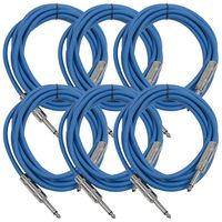 Seismic Audio SASTSX-10Blue-6PK 10-Feet TS 1/4-Inch Guitar, Instrument, or Patch Cable, Blue