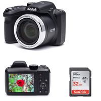 Kodak AZ401BK Point & Shoot Digital Camera with 40X zoom, Optical Image Stabilization, Flash, & 3" LCD, Black with 32GB SD Card bundle
