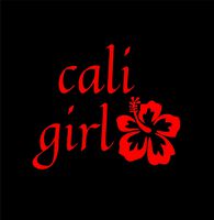 CALI GIRL 5.5 x 4.648 VINYL DECAL STICKER (COLOR RED) FOR WINDOWS,CARS,TRUCKS,LAPTOPS WALLS AND MORE