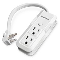 FosPower 3-Outlet 125V Power Strip with 10inch Wraparound Extension Cord & 90 Degree Plug Adapter Wall Tap for Home, Office & Travel (White)