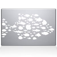 The Decal Guru 0146-MAC-13P-W Swim with The Fishes Vinyl Sticker, 13" MacBook Pro (2015 & Older), White