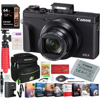 Canon PowerShot G5 X Mark II 20.1MP 4K Digital Camera with 5X Optical Zoom Lens 24-120mm f/1.8-2.8 3070C001 Bundle with Deco Gear Travel Case + 64GB Card + Compact Tripod Accessory Kit and Software