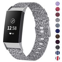 NANW Woven Bands Compatible with Fitbit Charge 3 Bands/Charge 3 SE, Soft Breathable Fabric Replacement Wristbands Strap Sports Accessories for Women Men, Large Small