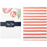 C.R. Gibson Navy and Pink Striped Desk Accessory Memo Box Stationery Set, 200 Sheets, 3.5'' x 5.5''