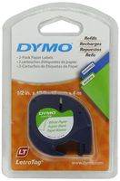DYMO 10697 Self-Adhesive Paper Tape for LetraTag Label Makers, 1/2-inch, White, 13-foot Roll, 8-Pack