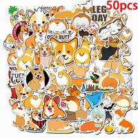 Cute Pet Corgi Laptop Stickers - Dog Decals Vinyl Waterproof for Water Bottle Cars Motorcycle Bicycle Bumper Skateboard Luggage Phone Case DIY Decoration Gift 50 pcs [No-Duplicate]