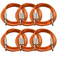Seismic Audio SATRX-6Orange6 6 Pack of Orange 6' 1/4"TRS to 1/4" TRS Patch Cables