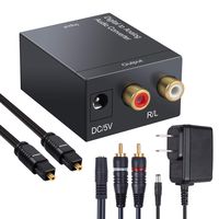 CAMWAY Digital to Analog Converter DAC Digital SPDIF Toslink to Analog Stereo Audio L/R Converter Adapter with Optical Cable for PS3 Xbox HD DVD PS4 Amps Apple TV with 2 RCA to 3.5MM Cable