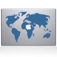 The Decal Guru 0194-MAC-13P-LB World Map Decal Vinyl Sticker, 13" MacBook Pro (2015 and Older), Light Blue