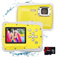 Kids Waterproof Camera, Underwater Digital Camera 12MP HD Camcorder for Kids Boys Girls Age 4-10 with 2.0 Inch LCD Display 8X Digital Zoom and 16G Memory Card (Yellow)