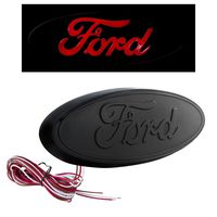 2004-2014 F-150 7" Tailgate Red LED Light Up All Black Oval Emblem Works WITH Back Up Camera