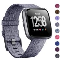 KIMILAR Compatible Fitbit Versa Bands, Women Men Large Small Woven Fabric Breathable Accessories Strap Compatible Fitbit Versa Smart Watch (Silvery Grey, Small(5.5"-7.5"))