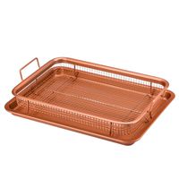 Copper Chef Crisper Tray - Non Stick Cookie Sheet Tray And Air Fry Mesh Basket Set, Transform Your Oven Into Oil Free Air Fryer