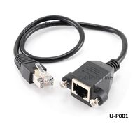 1ft Cat5e RJ45 M/F Shielded Ethernet Network Screw Panel Mount Extension Cable