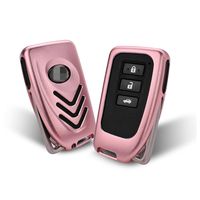 M.JVisun New Key Covers for Car Keys Lexus Smart Remote Key, Key Fob Cover Fits Lexus ES GS is LS RC NX RX, Aircraft Aluminum Key Fob Case Key Protector + Genuine Leather Keychain - Rose Gold