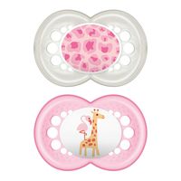 MAM Animal Pacifier (2 pack, 1 Sterilizing Pacifier Case), Pacifiers 16 Plus Months, Baby Girl Pacifier, Best Pacifiers for Breastfed Babies