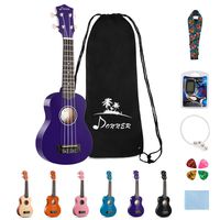 Donner DUS-10P Soprano Ukulele Ukelele Beginner Kit for Kids Students 21 Inch Rainbow with Bag, Strap,Strings, Tuner, Picks, Polishing Cloth - Purple
