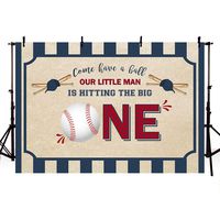 MEHOFOTO Vintage Baseball 1st Birthday Photo Backgrounds Boy Sports Ball One Happy Birthday Party Decorations Banner Photography Backdrops Props for Cake Table Supplies 7x5ft