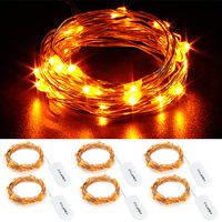 CYLAPEX 6 Pack Orange Fairy Lights 3.3FT Silvery Copper Wire 20 LED Fairy String Lights Small Starry Lights Firefly Battery Operated Micro String Lights for Christmas DIY Decor Costume Wedding Party