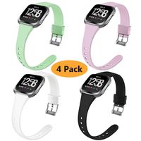 Coperr 4 Packs Bands Compatible with Fitbit Versa/Fitbit Versa 2/Fitbit Versa Lite for Women Men, Narrow Slim Soft Silicone Replacement Wristband for Fitbit Versa Smart Watch with Buckle Design