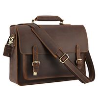 Kattee Leather Shoulder Briefcase, 15.6" Laptop Tote Messenger Bag Coffee
