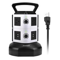 Power Strip Tower JACKYLED Surge Protector Electric Charging Station 3000W 13A 6 AC Outlets 4 USB Ports with 16AWG 6.5ft Heavy Duty Extension Cord Universal for Home Office