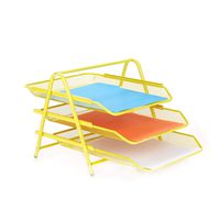 Mind Reader 3TPAPER-YLW 3 Tier Letter Tray Pull Out Drawer Organizer, Folders, Files, Documents, Mail, Yellow