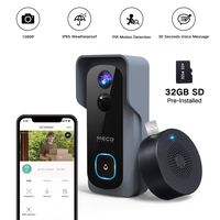 【32GB Preinstalled】 WiFi Video Doorbell，MECO 1080P Doorbell Camera with Free Chime, Wireless Doorbell with Motion Detector, Night Vision, IP65 Waterproof, 166°Wide Angle, 2 Way Audio, 2.4GHz WiFi