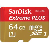 Sandisk Extreme Plus 64GB MicroSDXC Flash Memory Card UHS-I Gold/Red SDSQXSG-064G-ANCMA (Renewed)