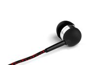 Tweedz Black and Red Earbuds with Microphone and Controls - Durable, Tangle-Free Earphones with 100% Braided Fabric Wrapped Cords and Noise Isolating Ear Buds