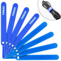 Reusable Fastening Cable Straps and Cable Ties, FONKEN Hook and Loop Tape 40Pcs Wire Straps Management Cord Organizer Straps 5 inch Strap Fastener to Keep Cords Organized (Blue)