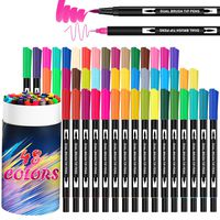 Dual Markers Brush Pen, 48 Colors Fine Tip Marker & Calligraphy Pens for Hand Lettering Sketching Note Taking Writing Journal