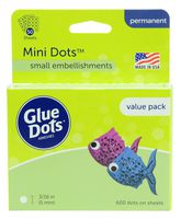 Glue Dots Mini Dots Adhesive Value Pack Sheets, 3/16 Inch, Clear, Pack of 600