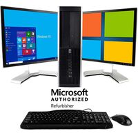 HP Elite Desktop Computer Tower PC Intel Ci5-2400, 8GB Ram, 2TB HDD, Wireless WiFi, Bluetooth Adapter, DVD-ROM, Keyboard Mouse 24" Dual LCD Monitor Brands Vary, Windows 10 CD (Certified Refurbished)