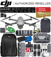 DJI Mavic 2 Pro 2 Drone Quadcopter with Hasselblad Camera Adjustable Aperture 20MP 1" CMOS Sensor and SanDisk Extreme 128GB MicroSDXC UHS-I Card with Fly More Combo Kit Essential Bundle