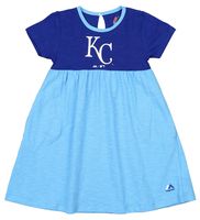 OuterStuff MLB Little Girls Kids 7th Inning Twirl Dress, Kansas City Royals, Medium 5-6